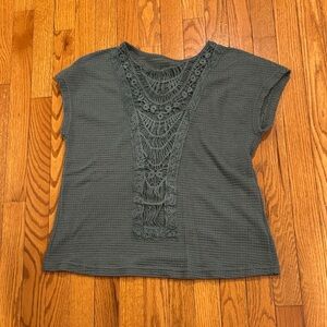 Elegant Lace Detail Green Top